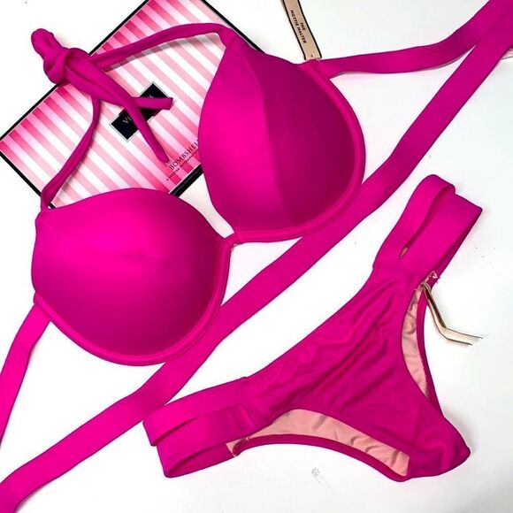 🔥🏖VICTORIA SECRET SWIMSUIT hottie halter push-up    //itsy bottom New #4 - Picture 1 of 7